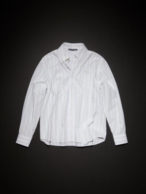 Stripe button-up shirt - White/brown