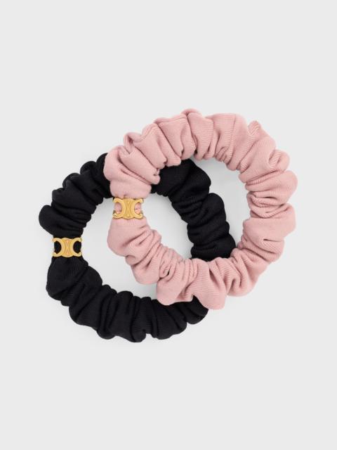 CELINE Celine Set of 2 Small Scrunchies in Polyamide, Elastane and Brass with Gold Finish