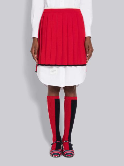 Thom Browne Milano Stitch Merino Tipping Pleated Mini Skirt