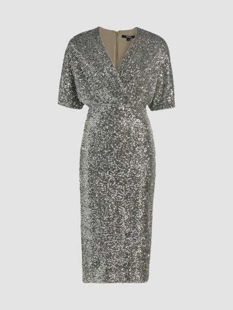 BADGLEY MISCHKA Women's Sequin V-Neck Midi-Dress - Gunmetal