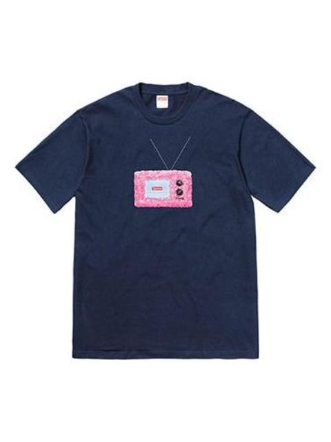 Supreme Supreme SS18 TV Tee Navy Printing Short Sleeve Unisex Navy Blue SUP-SS18-0094