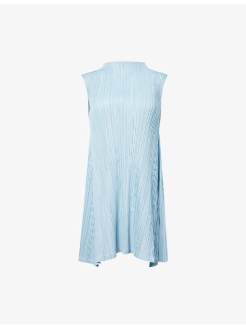 Pleats Please Issey Miyake Sleeveless Flared Knitted Mini Dress