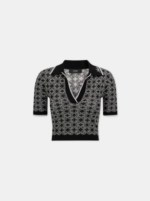 AMIRI WOMEN'S MA QUAD KNIT SHORT SLEEVE POLO