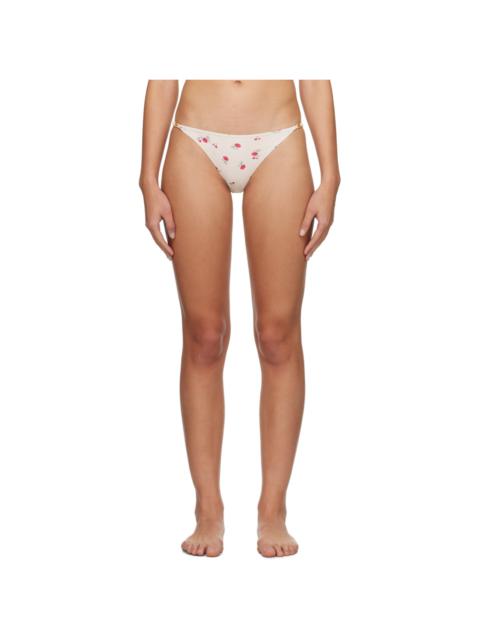 GANNI Off-White Floral Bikini Bottom