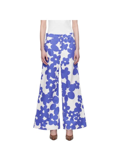 Marni Blue & White Dillies Print Trousers