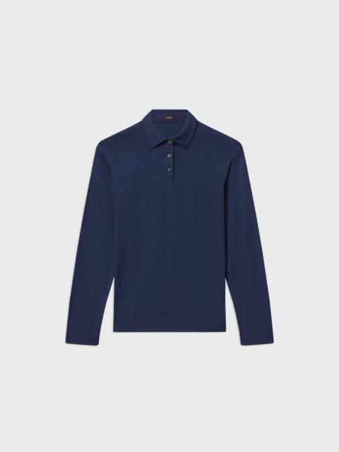 Theory Long-Sleeve Polo Shirt in Cotton Jersey