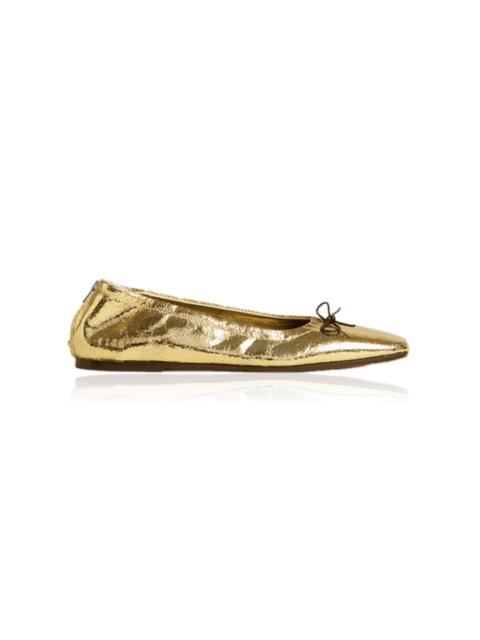 Golden Goose Amy Laminated Wrinkled Ballerina Flats gold
