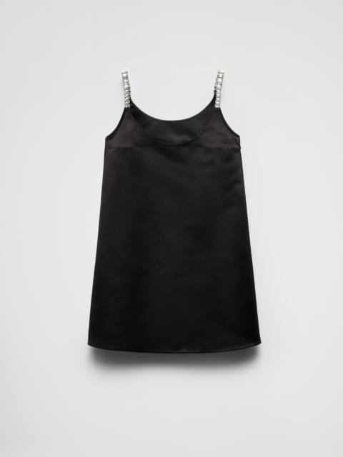 Prada Embroidered double satin mini-dress