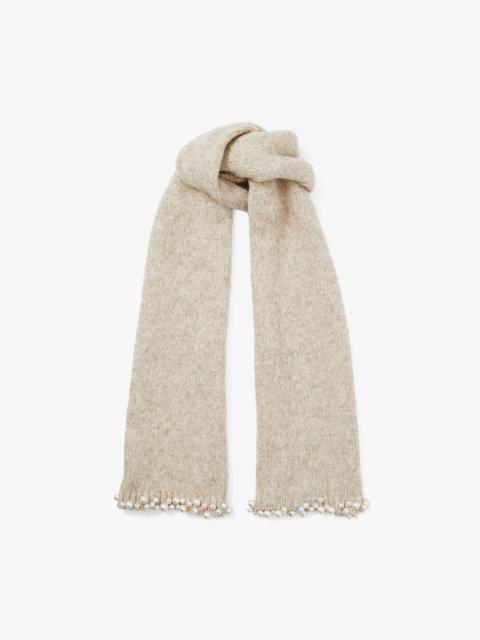 JIMMY CHOO Galina
Latte Knitted Wool Blend Scarf with Pearls