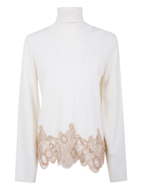 FABIANA FILIPPI lace-trimmed turtleneck sweater