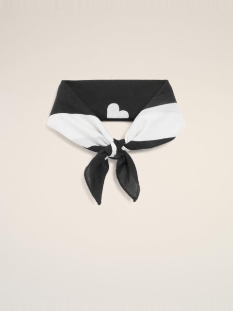 AMI Paris BLACK COTTON AMI DE COEUR PRINTED SCARF