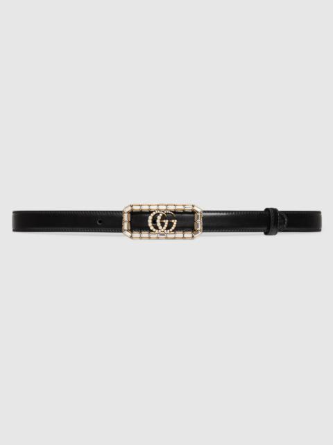 GUCCI Thin belt with crystal Double G buckle
