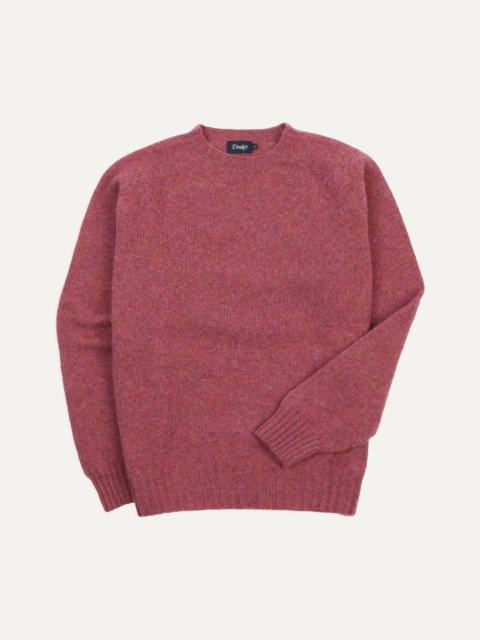 Drake's Mulberry Brushed Shetland Crew Neck Jumper
