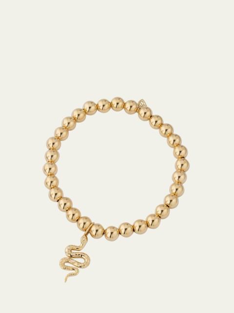 SYDNEY EVAN 14K Yellow Gold Etched Snake Charm Bead Bracelet