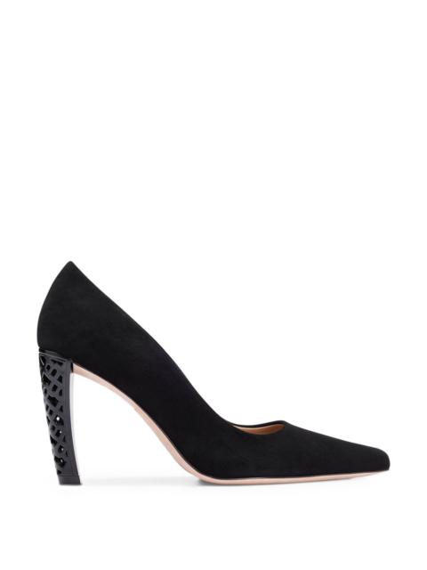 BOSS SUEDE PUMPS WITH MONOGRAM-STRUCTURED HEEL