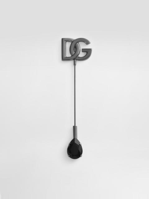 Dolce & Gabbana DG logo pin with rhinestones