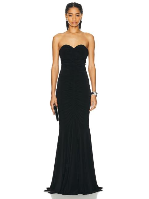 NORMA KAMALI Strapless Shirred Front Fishtail Gown
