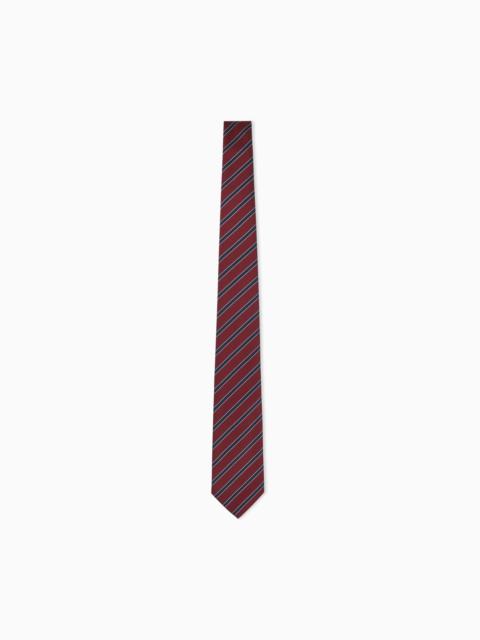 EMPORIO ARMANI NECKTIE IN SILK WITH DIAGONAL STRIPES