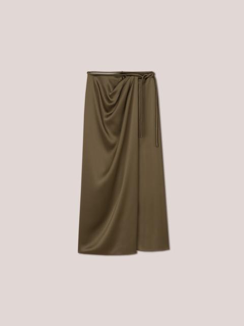 Nanushka LEA - Draped midi wrap skirt with tubular waistband - Dark khaki