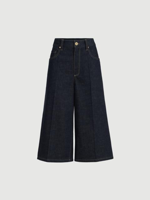 Brunello Cucinelli No-fade denim long Bermuda shorts with monili