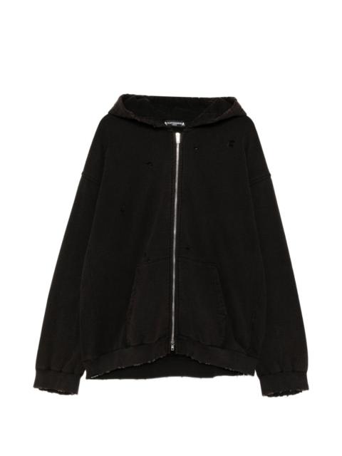 MASTERMIND WORLD distressed zip-up hoodie