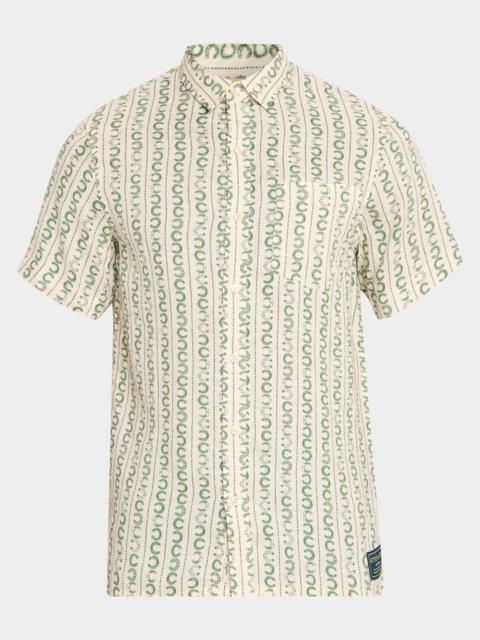 SCOTCH & SODA Men's Horseshoe Stripe Linen Short-Sleeve Shirt