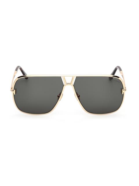 TOM FORD Men's Starvos 63MM Rectangular Sunglasses - Havana Gold Green