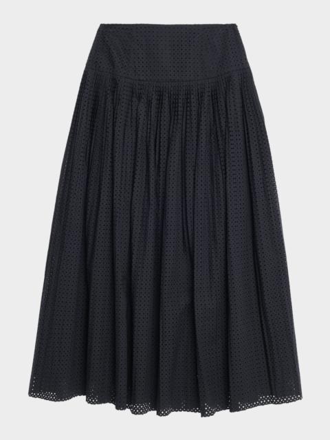 ULLA JOHNSON Nalla A-Line Cotton Midi Skirt