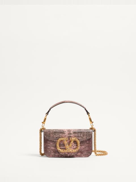 VALENTINO GARAVANI LOCÒ SMALL SHOULDER BAG IN TEJUS WITH JEWEL LOGO