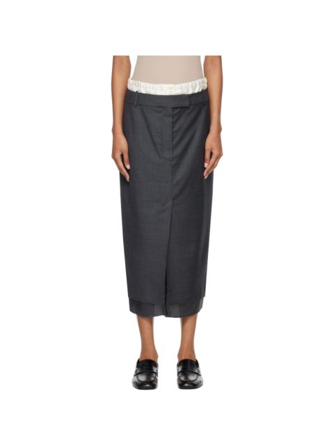 RÓHE Gray Boxer Detailed Midi Skirt