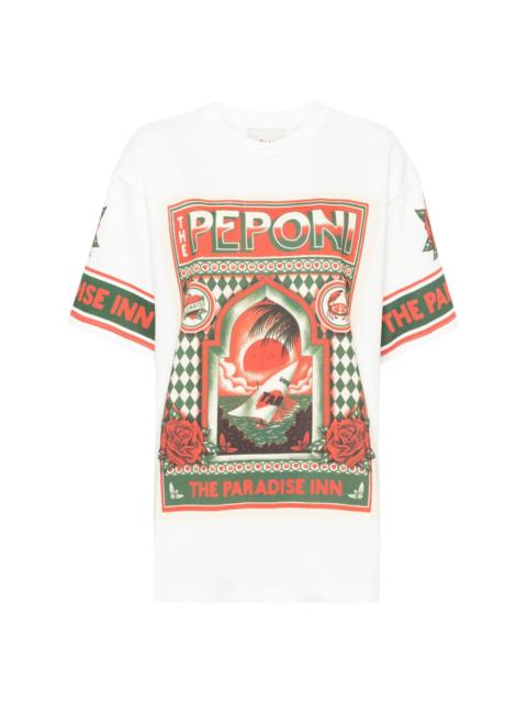 Peponi-print organic cotton T-shirt