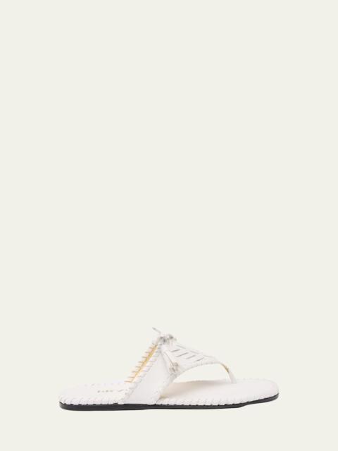 Prada Sienna Threaded Leather Thong Sandals