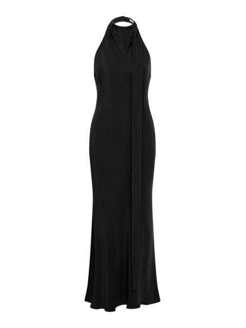 Scarf-Detailed Knit Maxi Dress black