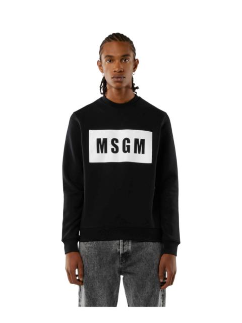 Solid colour cotton sweatshirt with a box logo