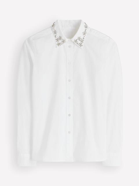 BODEN The New Sienna Cotton Shirt-White, Jewel Collar