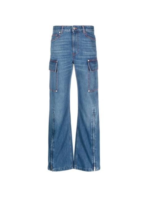 ankle-zips wide-leg jeans