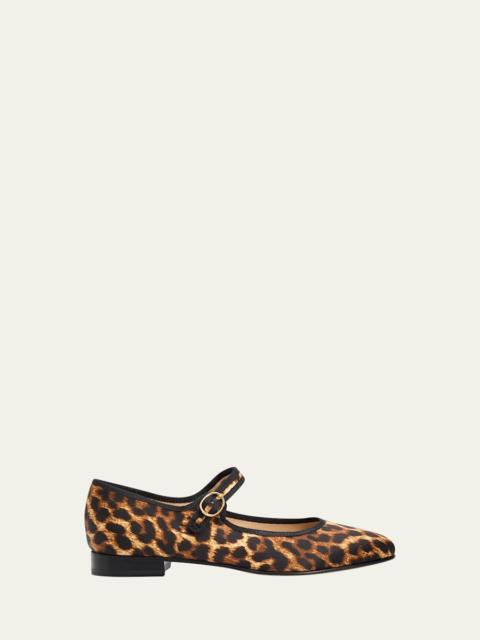 ViBi Venezia Leopard-Print Silk Mary Jane Ballerina Flats