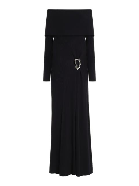 ANNA QUAN Phoebe Off-The-Shoulder Knit-Cotton Maxi Dress black