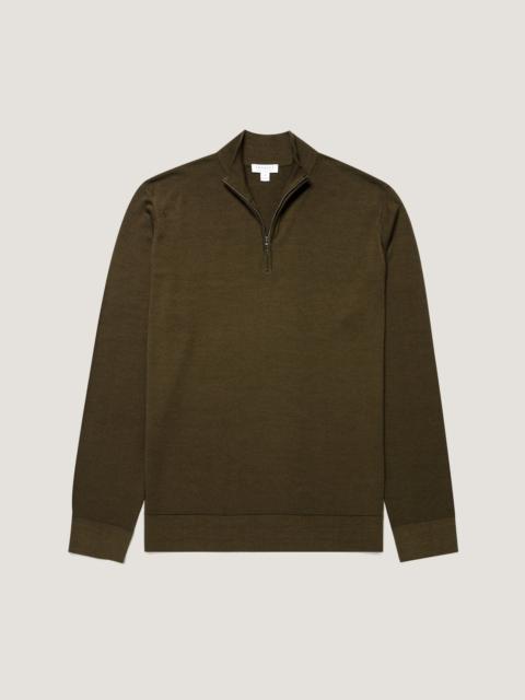Sunspel Extra‑Fine Merino Half Zip Jumper