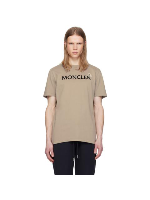 Moncler Beige Flocked Logo Cotton T-shirt