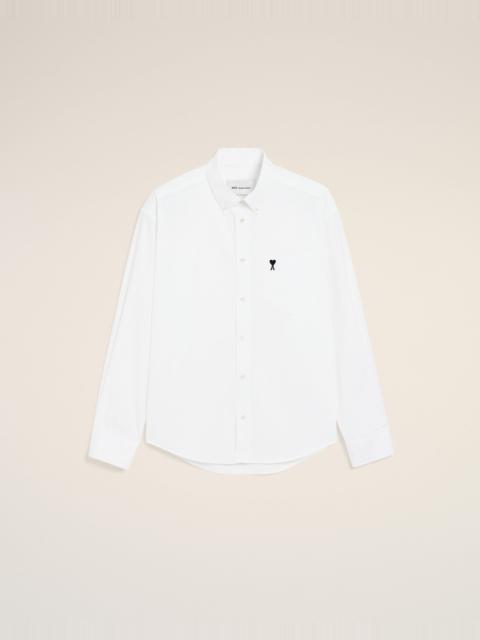 AMI Paris WHITE BOXY COTTON SHIRT WITH AMI DE COEUR