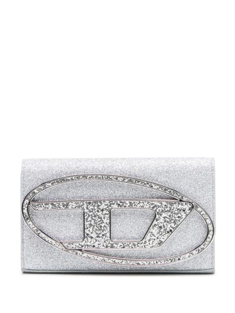 Diesel Silver-tone 1DR glitter wallet-on-chain