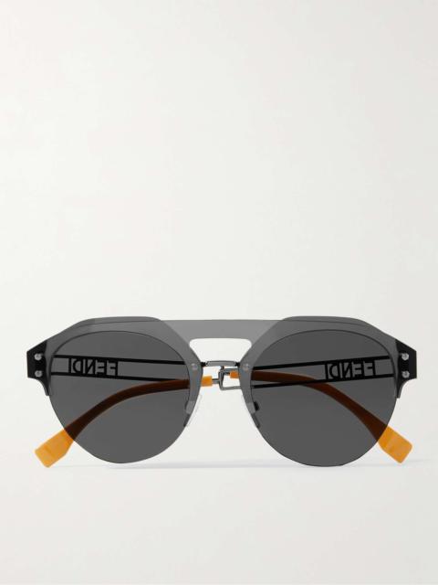 FENDI Aviator-Style Ruthenium Sunglasses