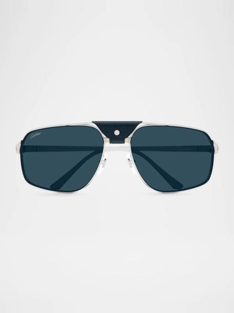 Cartier Men's CT0651S Santos Classic Metal Pilot Sunglasses