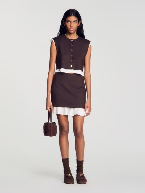 Sandro SHORT 2-IN-1 WOOL SKIRT