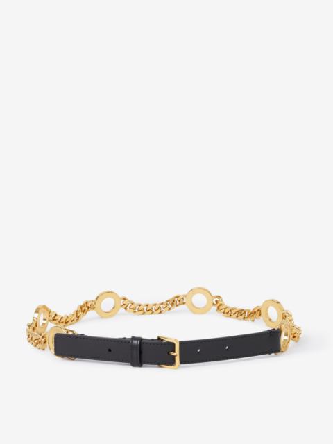 Leather and Gold-plated Chain Belt
