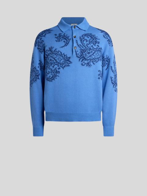 Etro COTTON JACQUARD POLO SWEATER WITH INLAYS