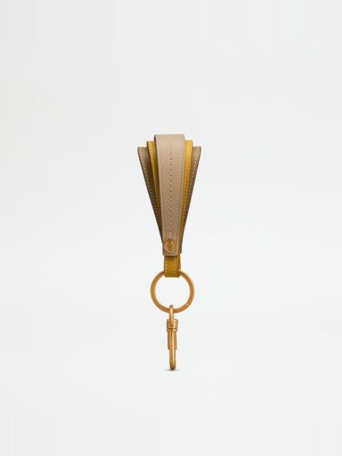 Tod's KEY HOLDER IN LEATHER - BEIGE, YELLOW, BROWN