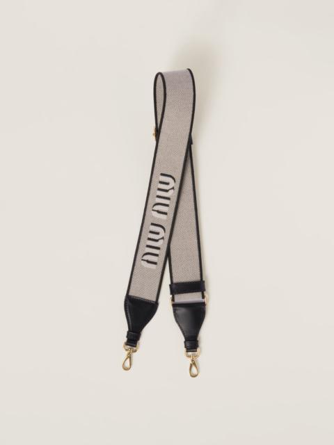 Miu Miu Linen blend and leather shoulder strap