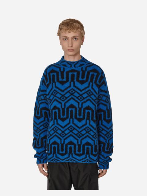 Moncler Grenoble Jacquard Mock Neck Sweater Blue